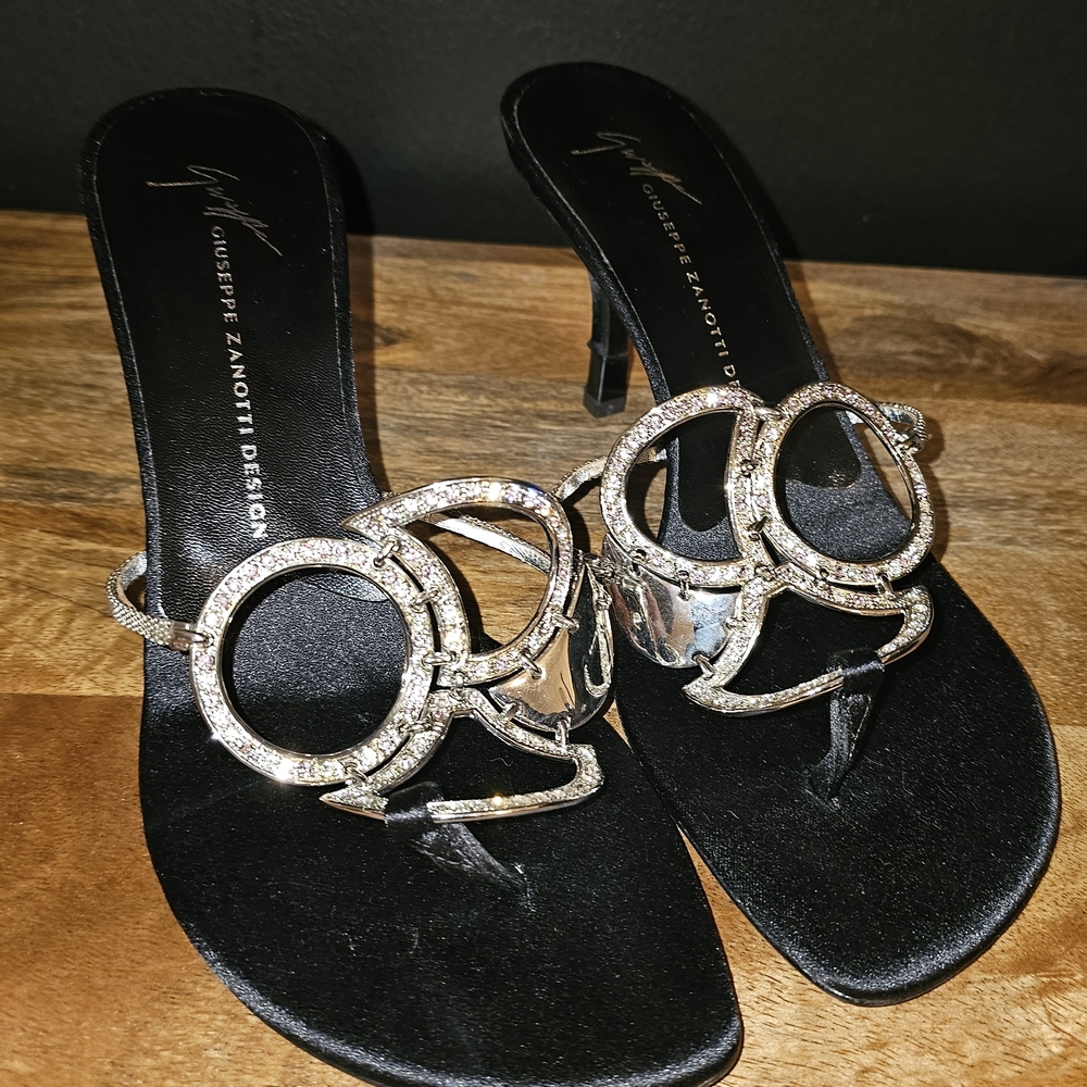 Giuseppe Zanotti Black and Silver Women's Heels